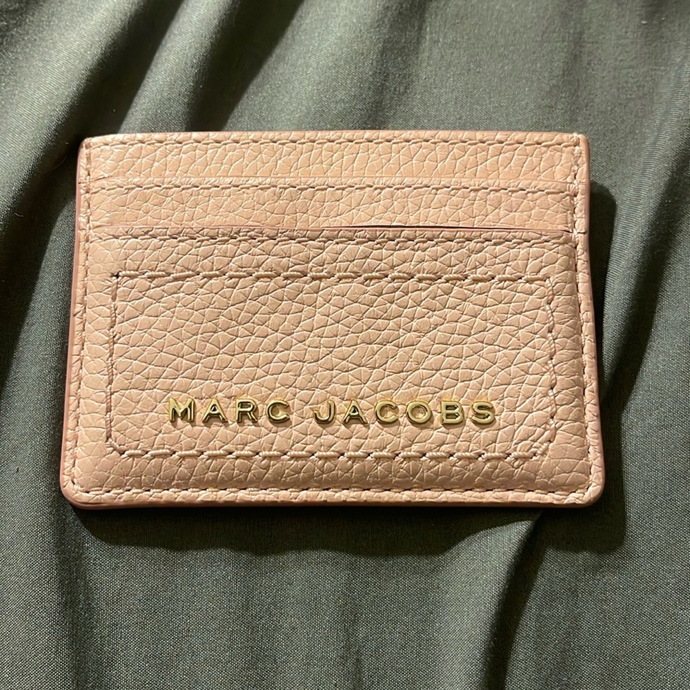 Marc Jacobs logo pink leather card case